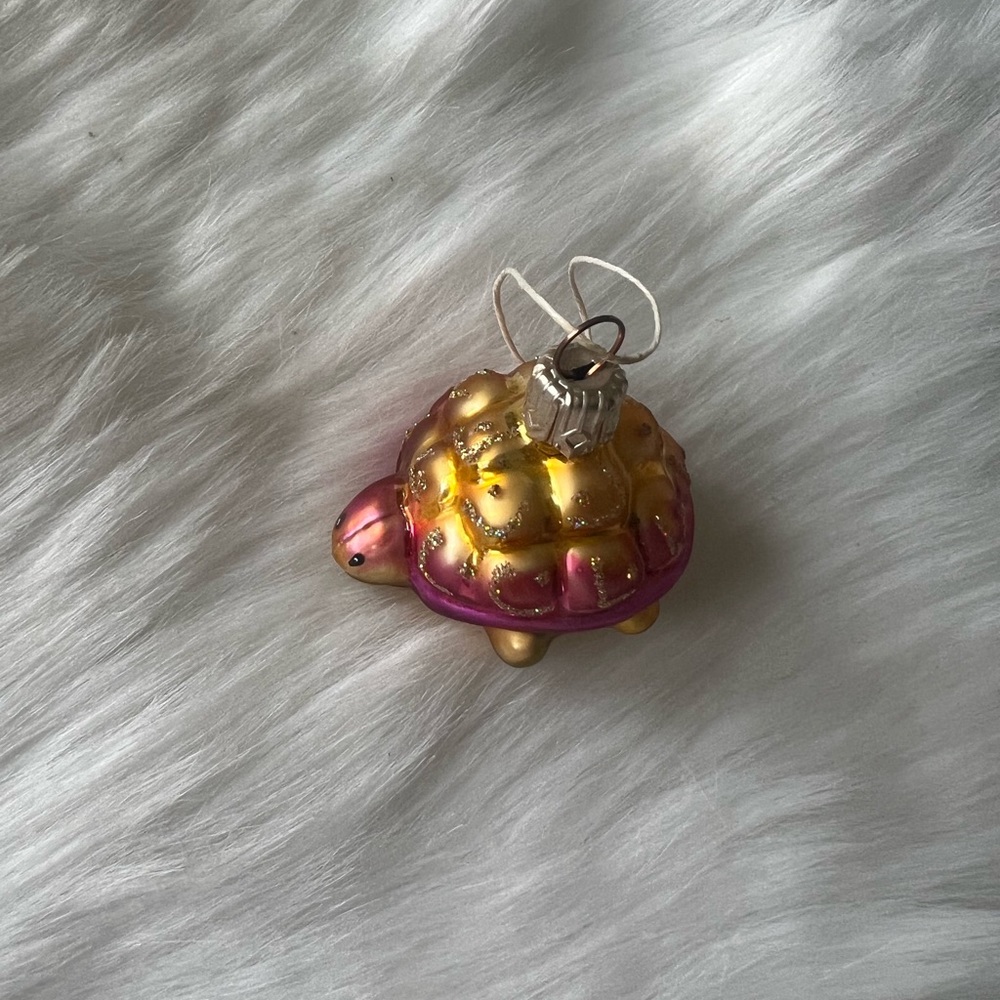 Neiman Marcus 2” pink gold turtle ornament